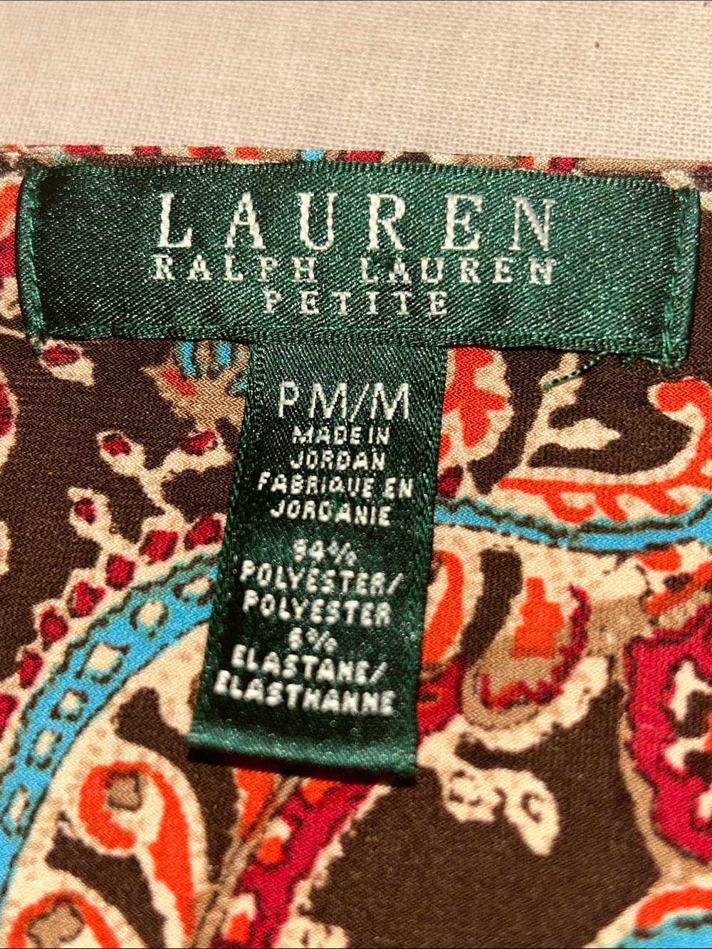 Talbots Brown Paisley Midi Dress with Red and Teal Accents - Picture 5 of 6
